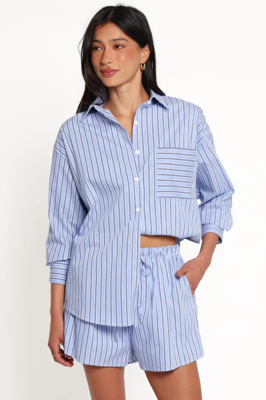 Ashlyn Short Set - Blue Stripe made by Petal & Pup