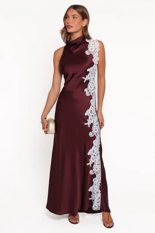 Lunita Halterneck Maxi Dress - Brown/Blue made by Petal & Pup