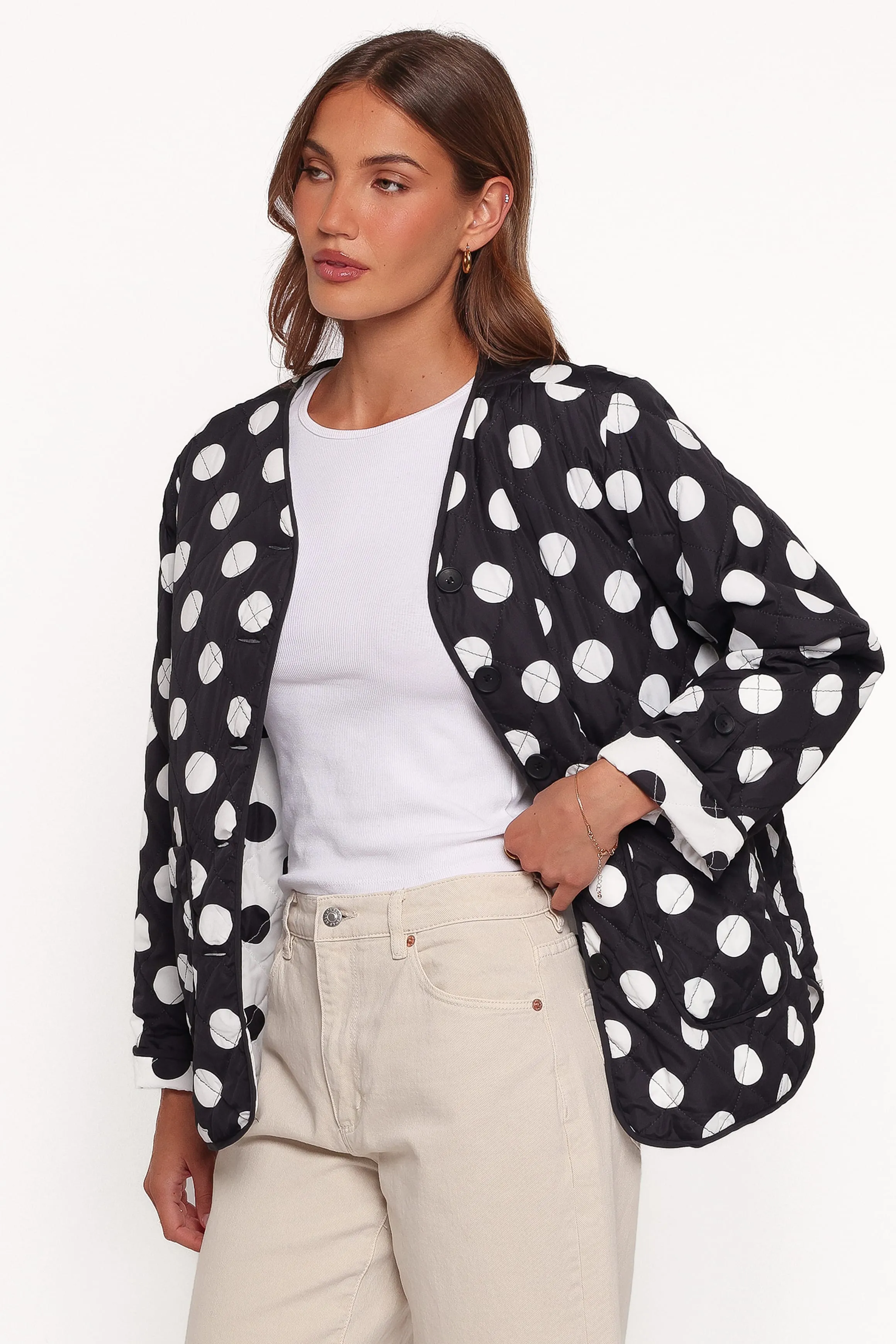 Immy Reversible Puffer Jacket - Black/White Dot sold by Petal & Pup product image thumbnail 4