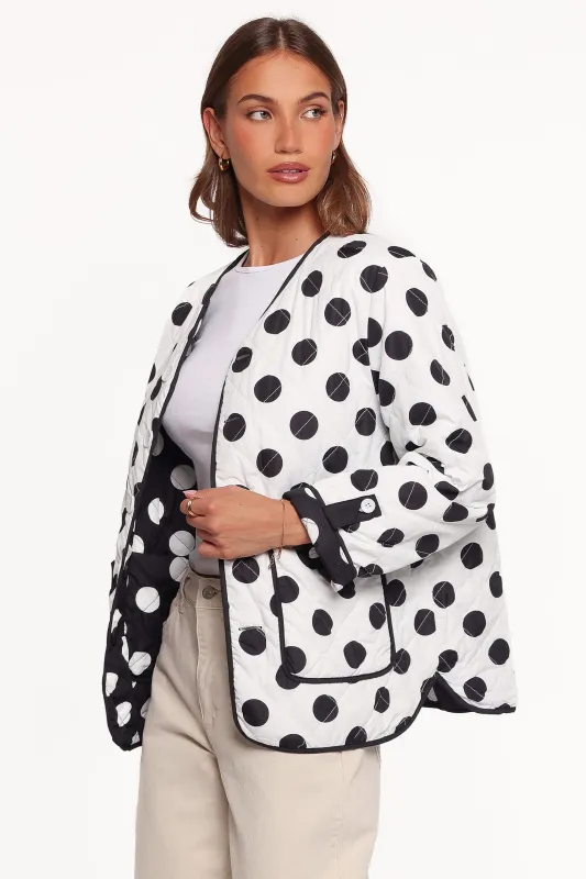 Immy Reversible Puffer Jacket - Black/White Dot made by Petal & Pup