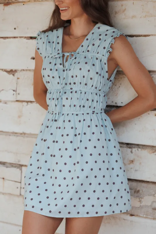 Pipper Mini Dress - Blue Polka Dot made by Petal & Pup