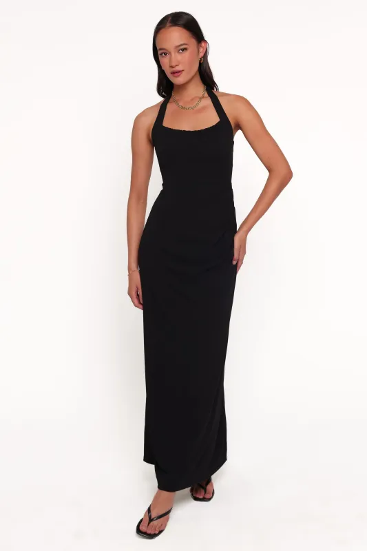Femina Halterneck Maxi Dress - Black made by Petal & Pup