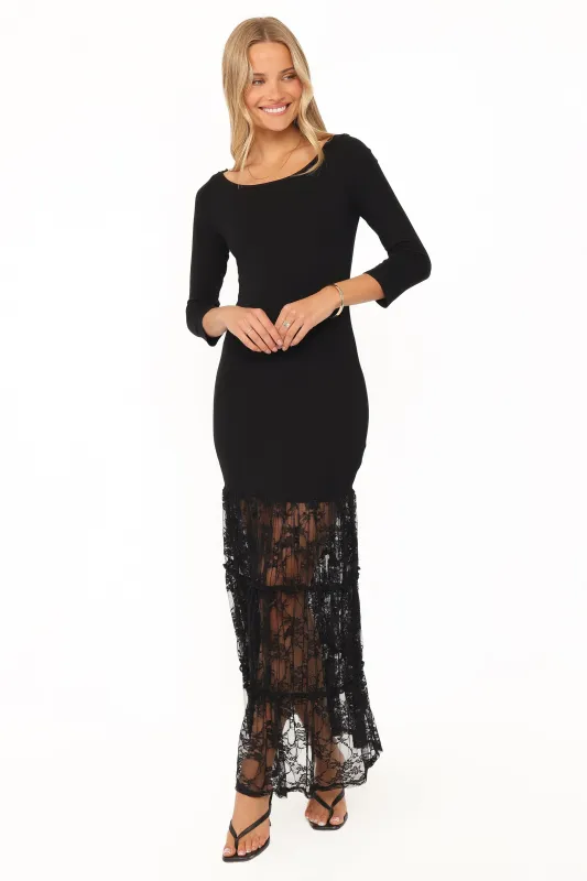 Ladonna Long Sleeve Maxi Dress - Black made by Petal & Pup