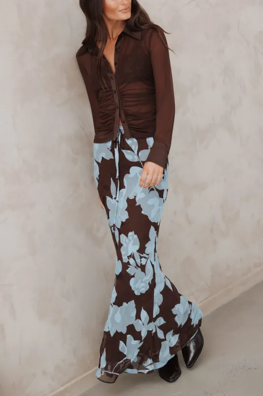 Marissa Maxi Skirt - Blue Floral Burnout made by Petal & Pup