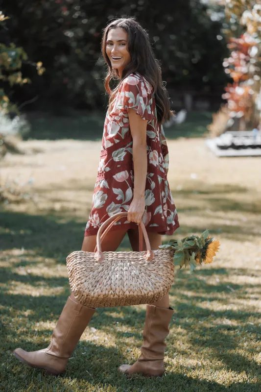 Java Mini Dress - Red Tulip Floral made by Petal & Pup