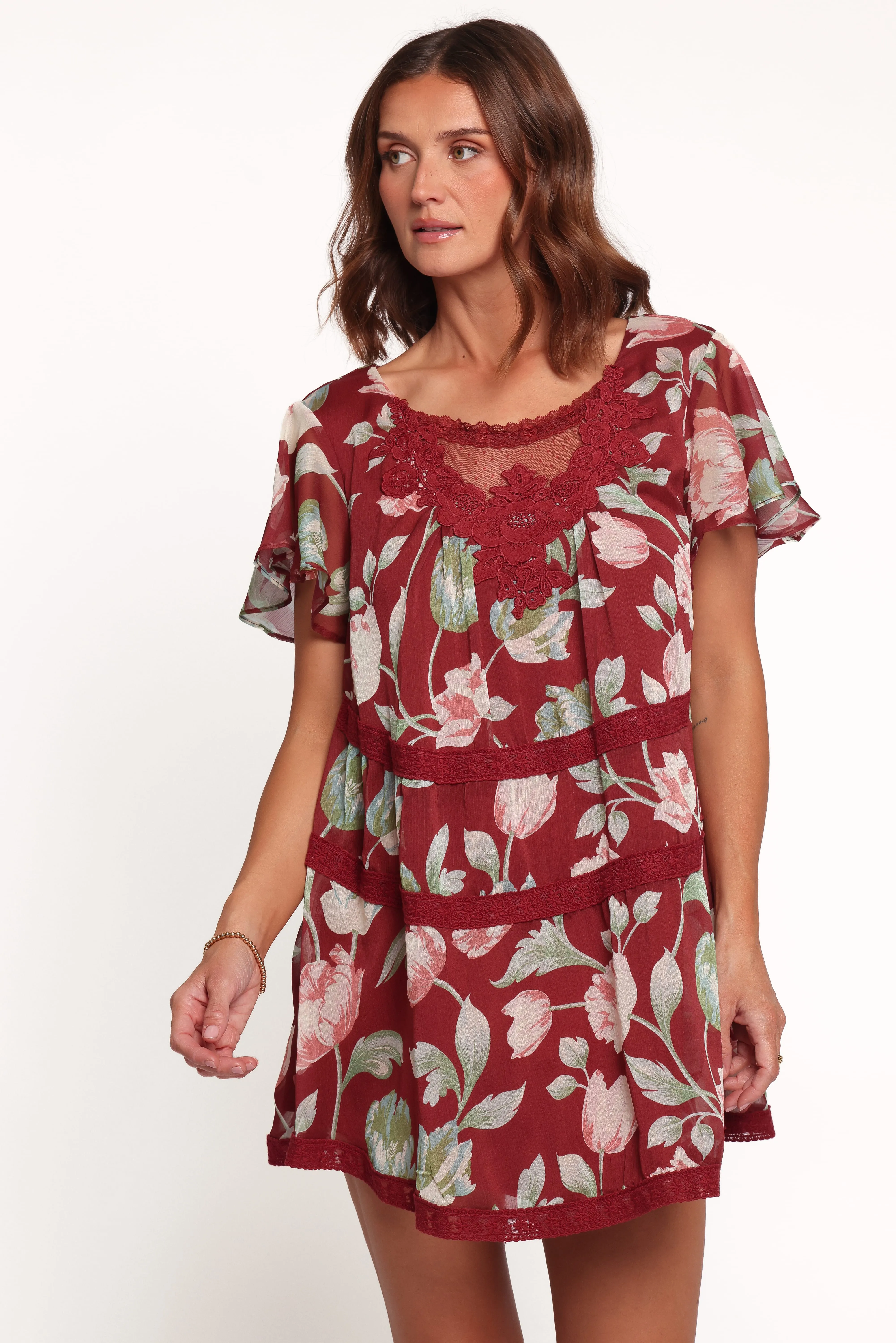 Java Mini Dress - Red Tulip Floral sold by Petal & Pup product image thumbnail 2