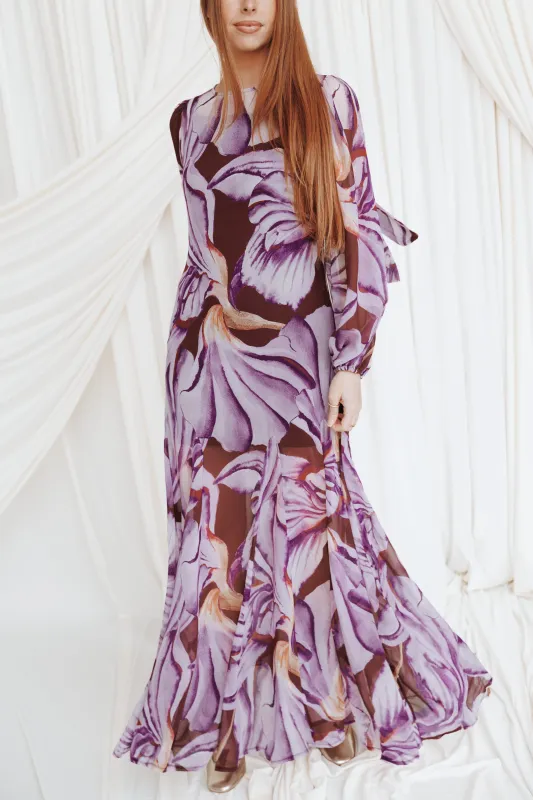 Keani Long Sleeve Maxi Dress - Plum Floral made by Petal & Pup