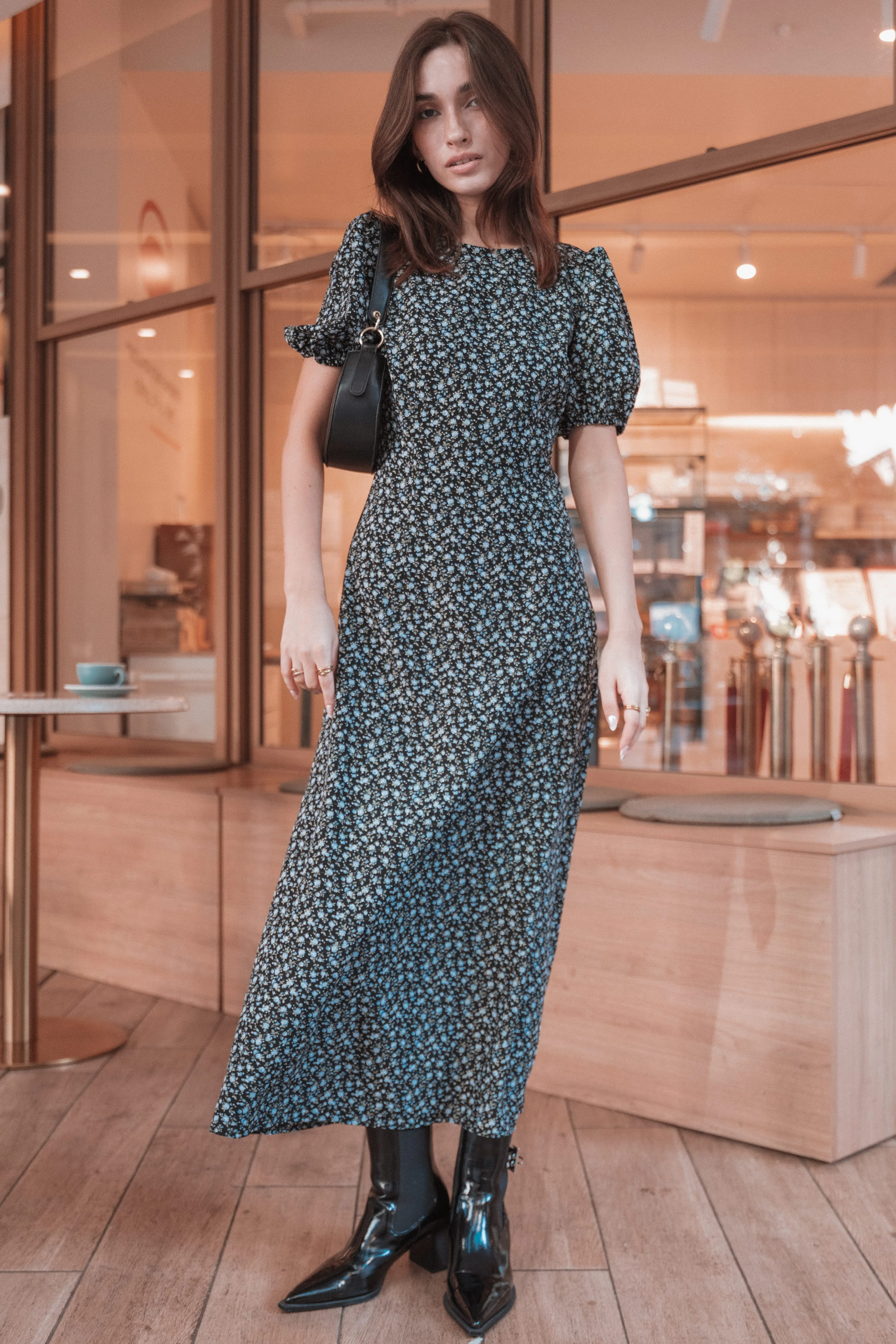 Gemima Maxi Dress - Black Ditsy Floral sold by Petal & Pup