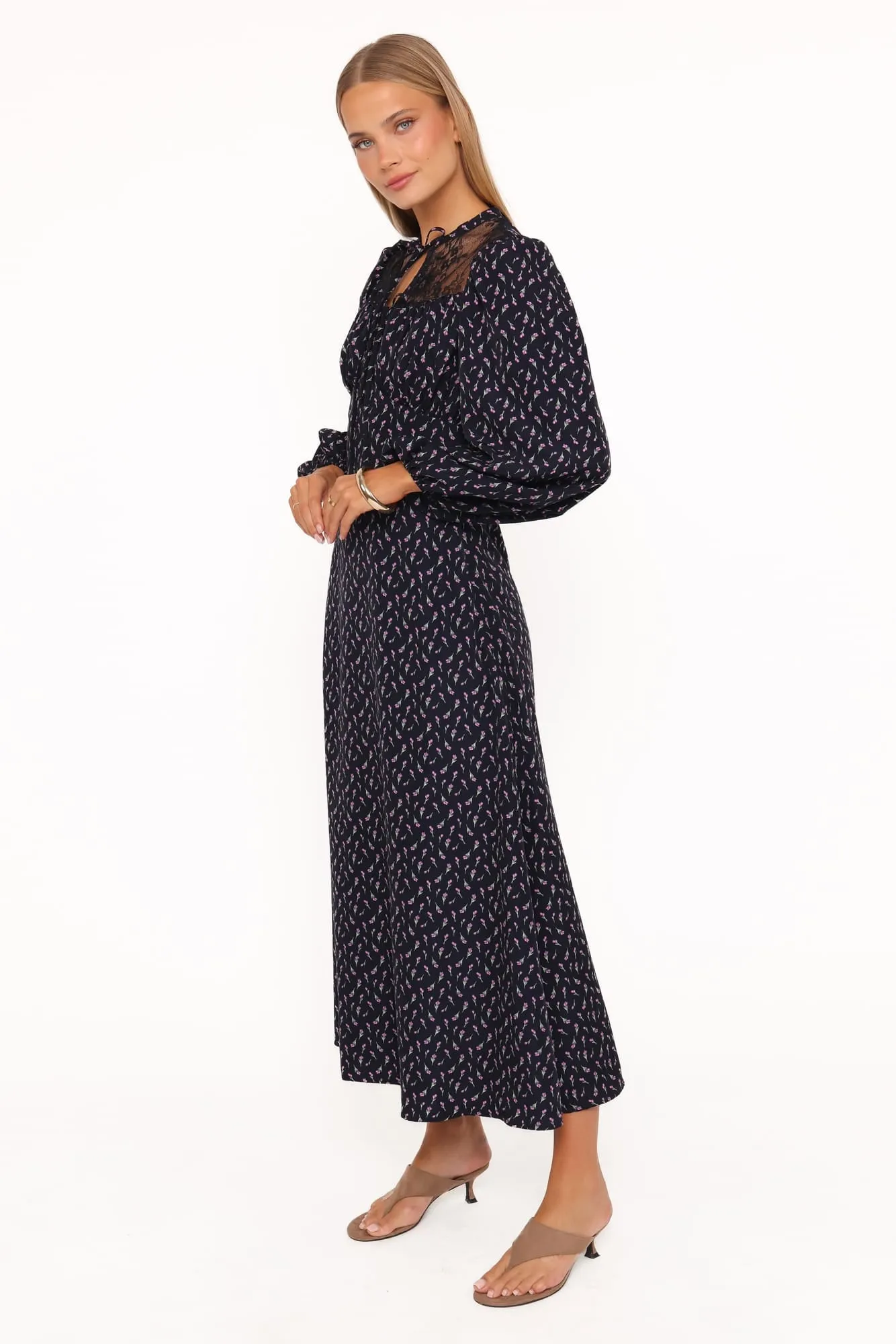 Tillie Long Sleeve Maxi Dress - Navy Tulip Floral sold by Petal & Pup product image thumbnail 4