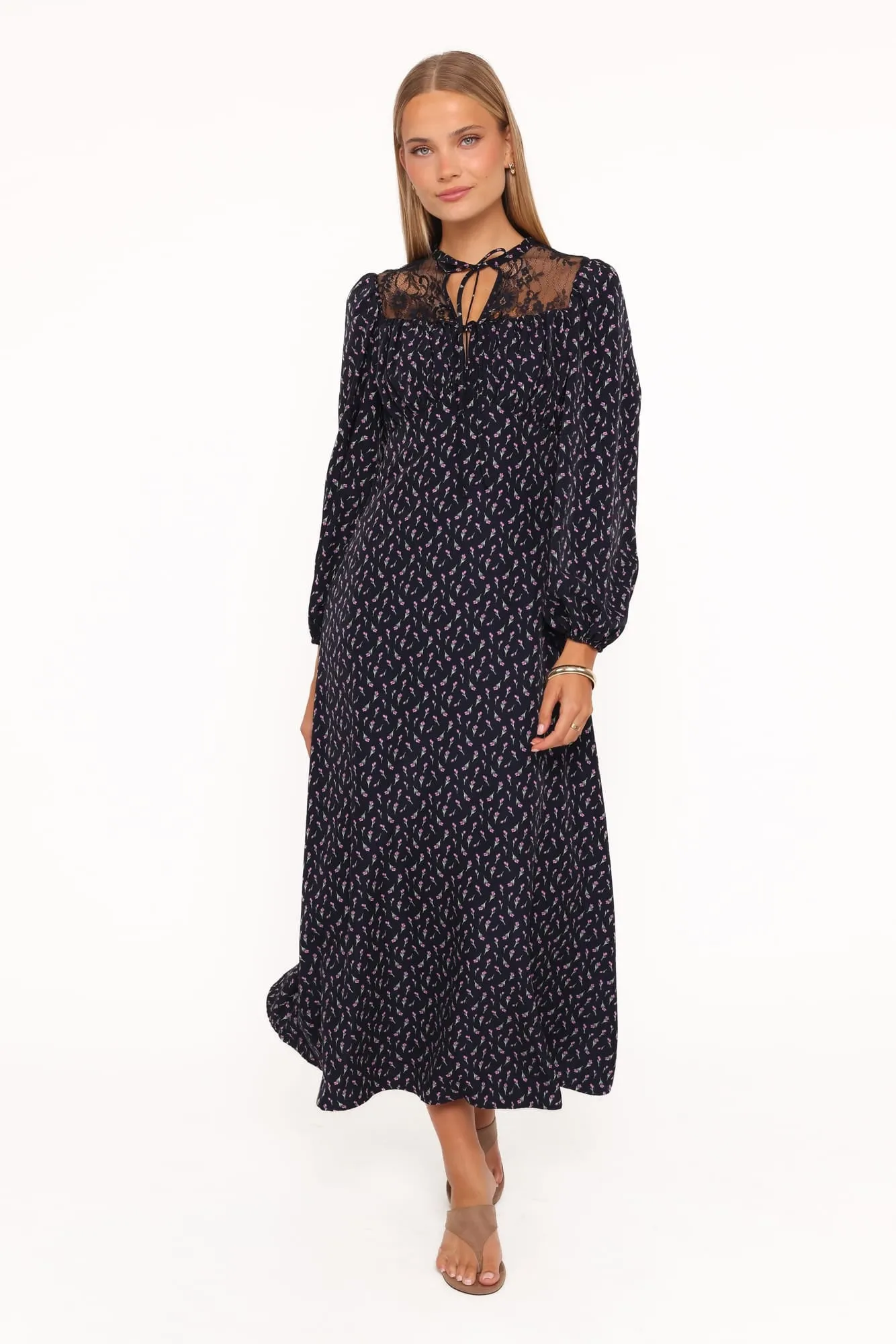 Tillie Long Sleeve Maxi Dress - Navy Tulip Floral sold by Petal & Pup product image thumbnail 2