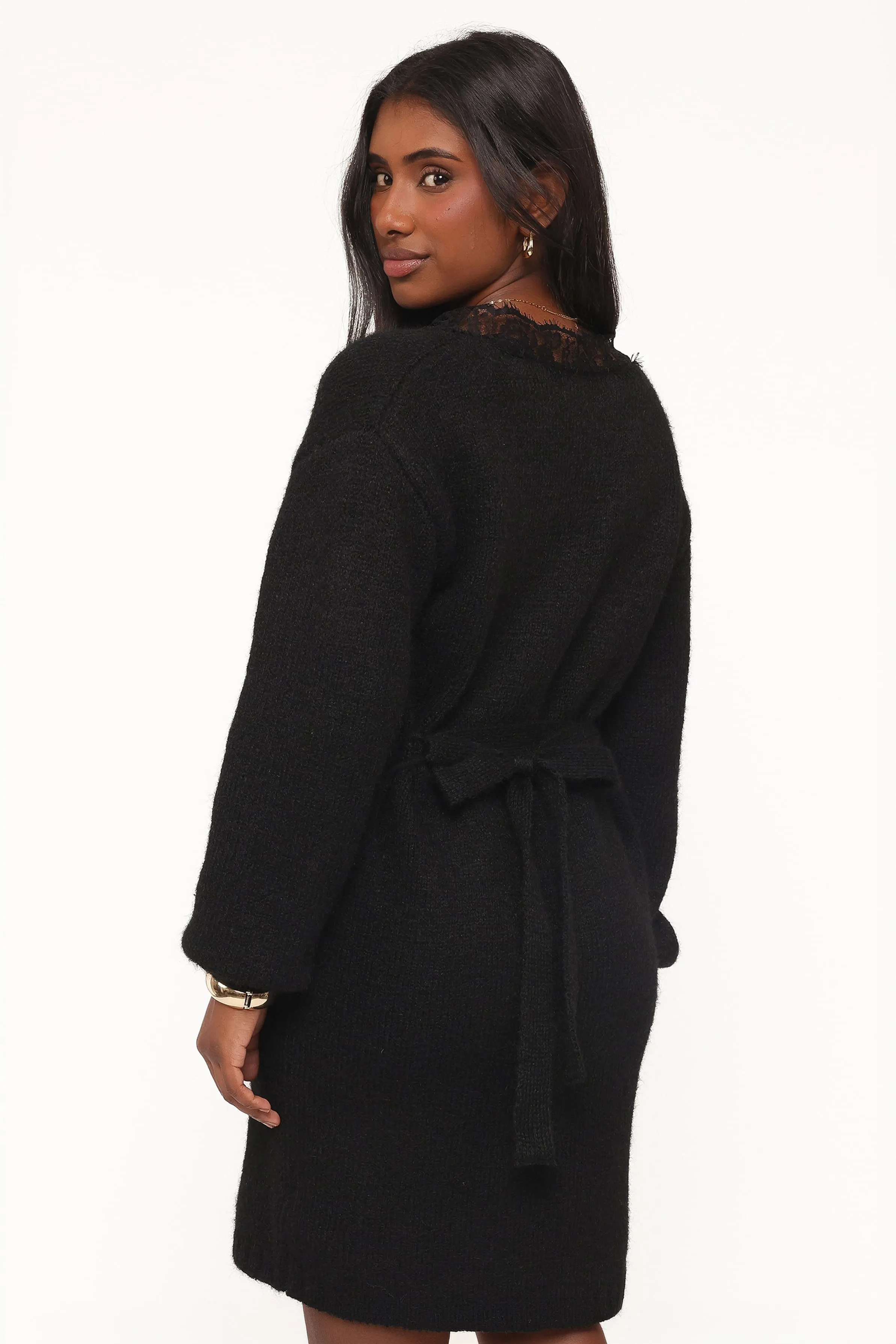 Sharona Lace Trim Knit Mini Dress - Black sold by Petal & Pup product image thumbnail 5