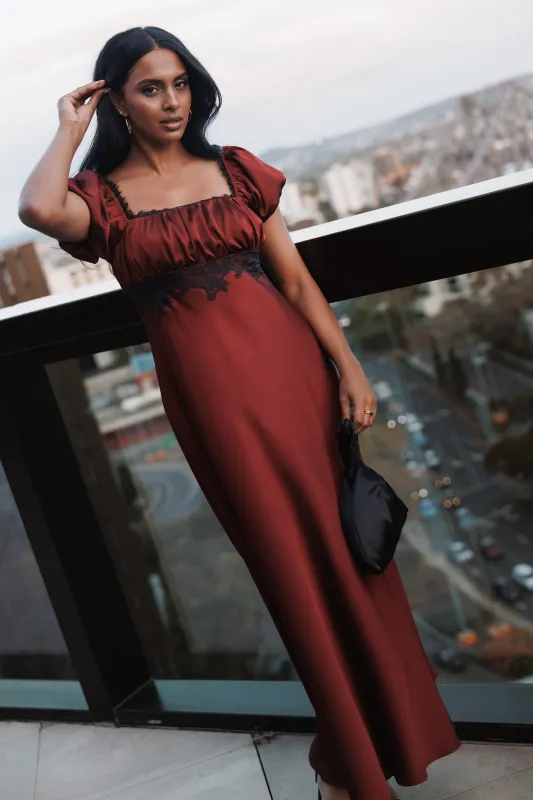 Langford Midi Dress - Burgundy made by Petal & Pup