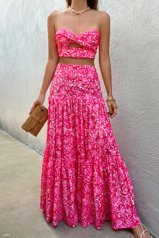 Petunia Maxi Skirt - Pink Floral sold by Petal & Pup