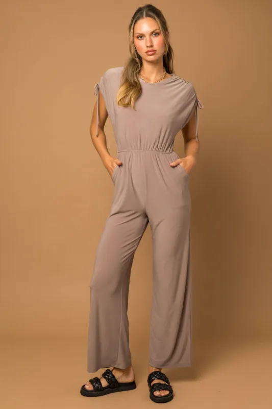 Odette Stretch Jumpsuit - Mocha sold by Petal & Pup