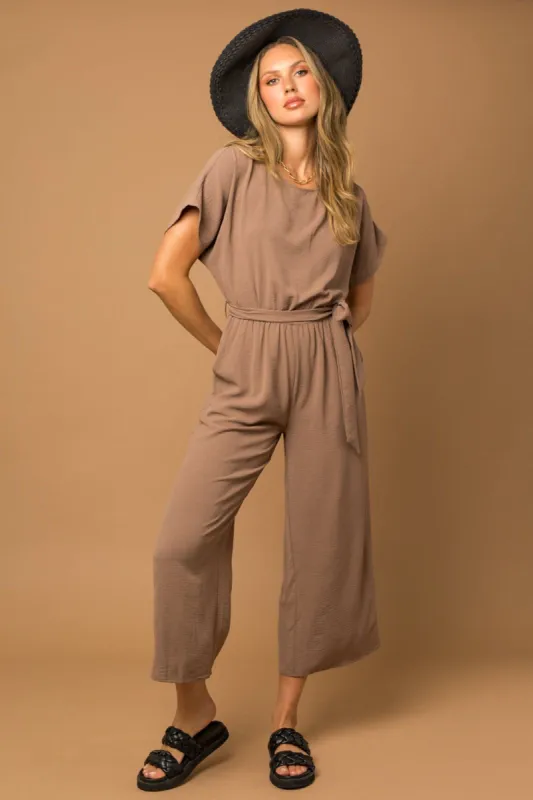 Tayla Stretch Jumpsuit - Dark Mocha sold by Petal & Pup