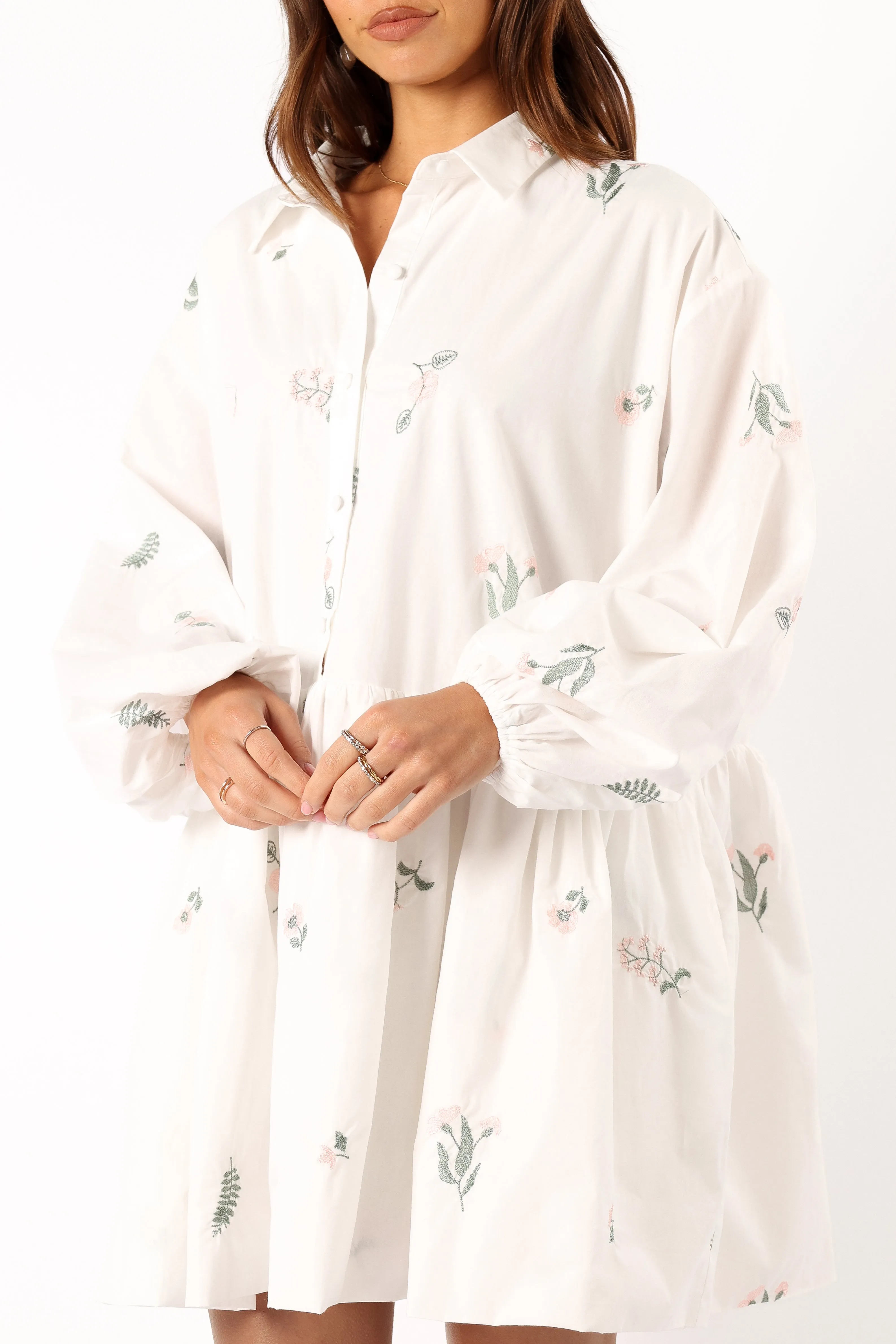 Daisy Long Sleeve Mini Dress - White Floral sold by Petal & Pup product image thumbnail 2