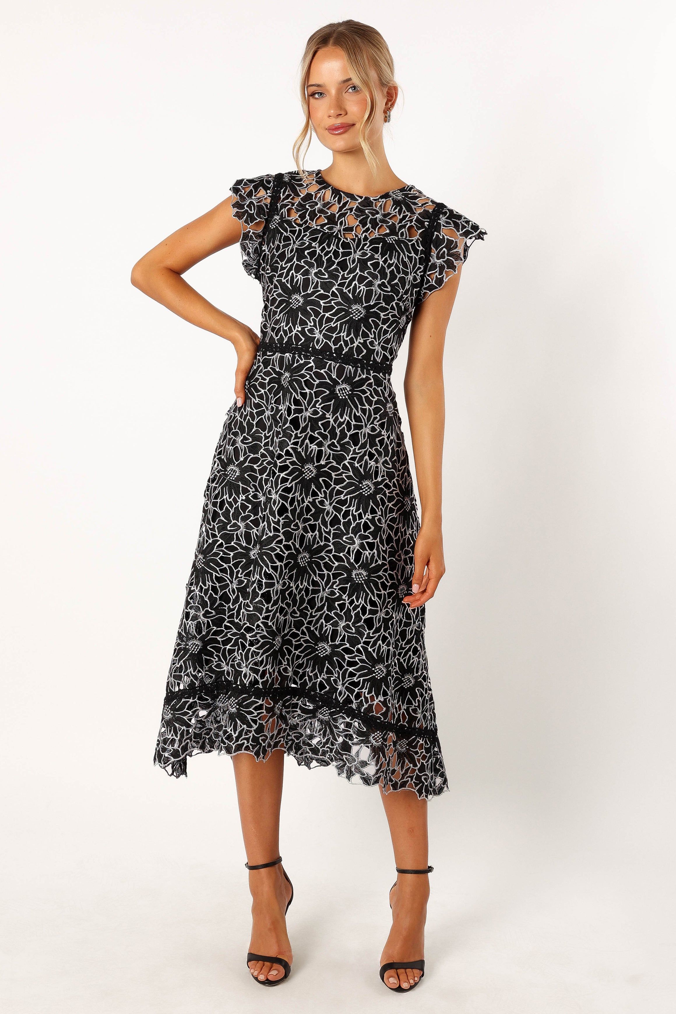 Calvin Frill Sleeve Midi Dress - Black sold by Petal & Pup product image thumbnail 2