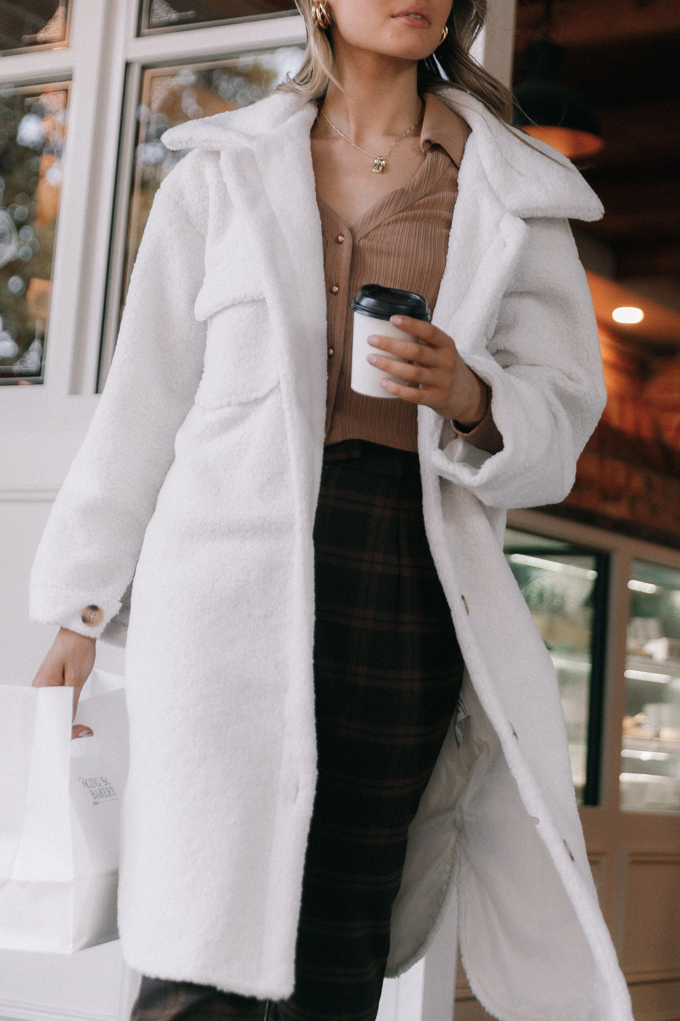 Hannah Cozy Teddy Long Coat - Cream sold by Petal & Pup product image thumbnail 3