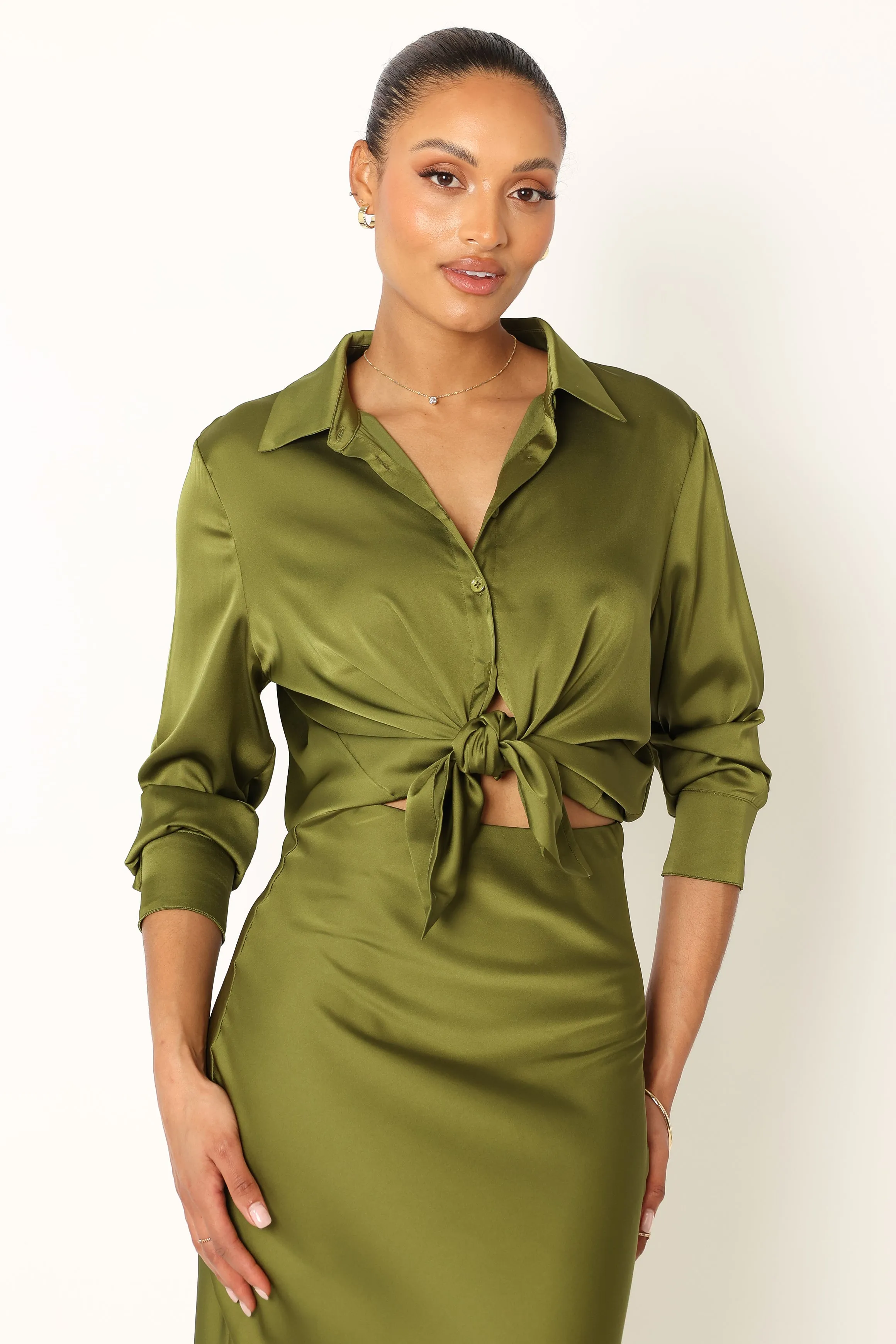 Narissa Satin Shirt - Palm Green sold by Petal & Pup product image thumbnail 2