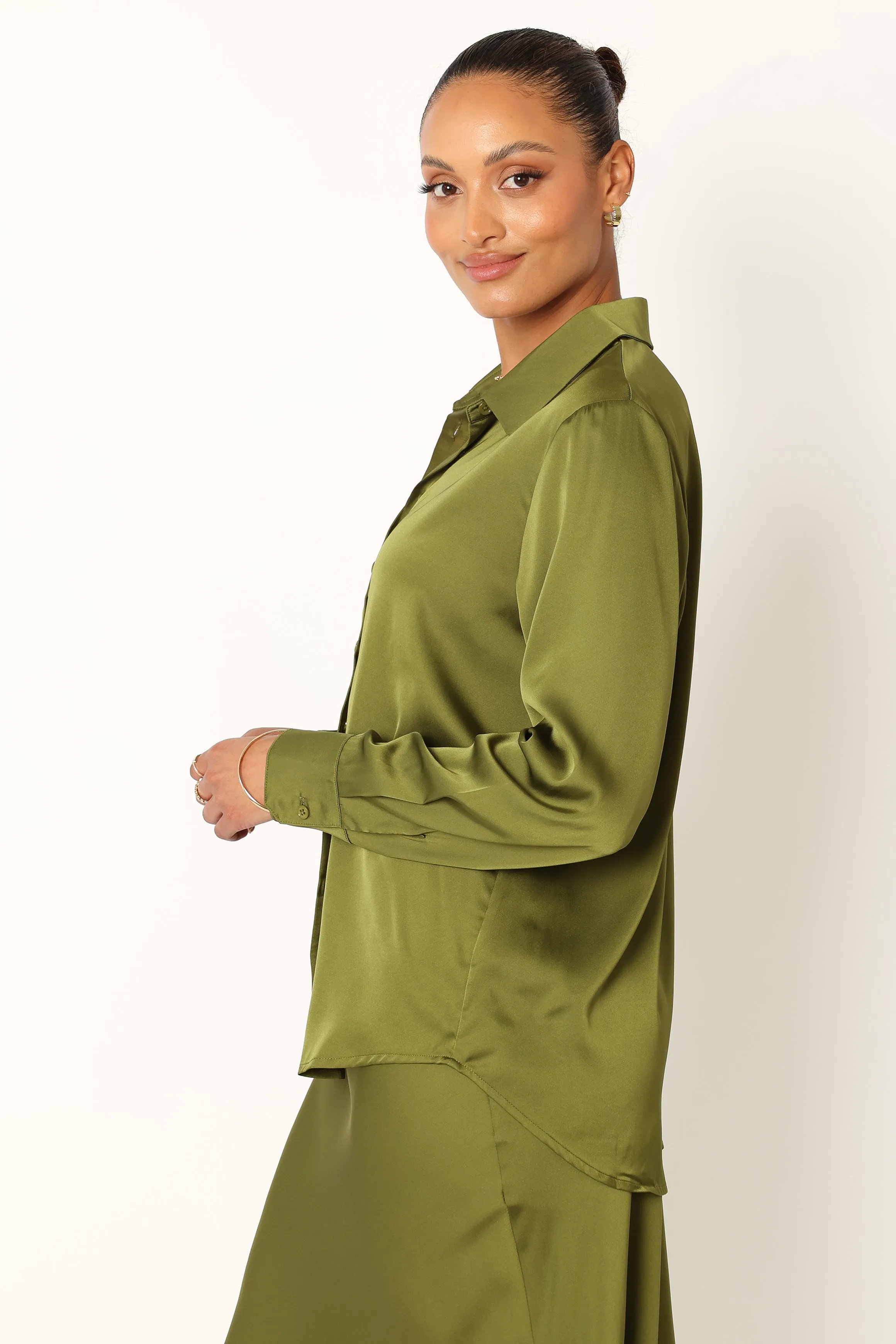 Narissa Satin Shirt - Palm Green sold by Petal & Pup product image thumbnail 5