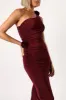 Javier One Shoulder Midi Dress - Wine sold by Petal & Pup