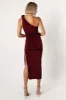 Javier One Shoulder Midi Dress - Wine sold by Petal & Pup