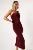 Javier One Shoulder Midi Dress - Wine sold by Petal & Pup