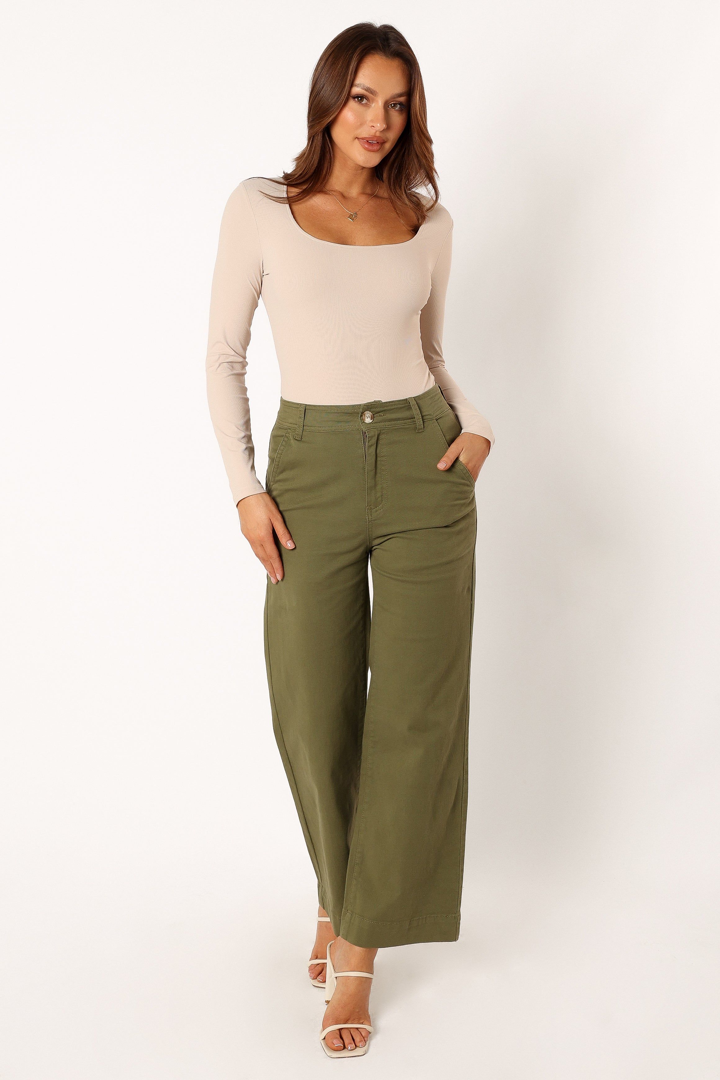 Georgia Wide Leg Pant - Dark Olive sold by Petal & Pup product image thumbnail 5