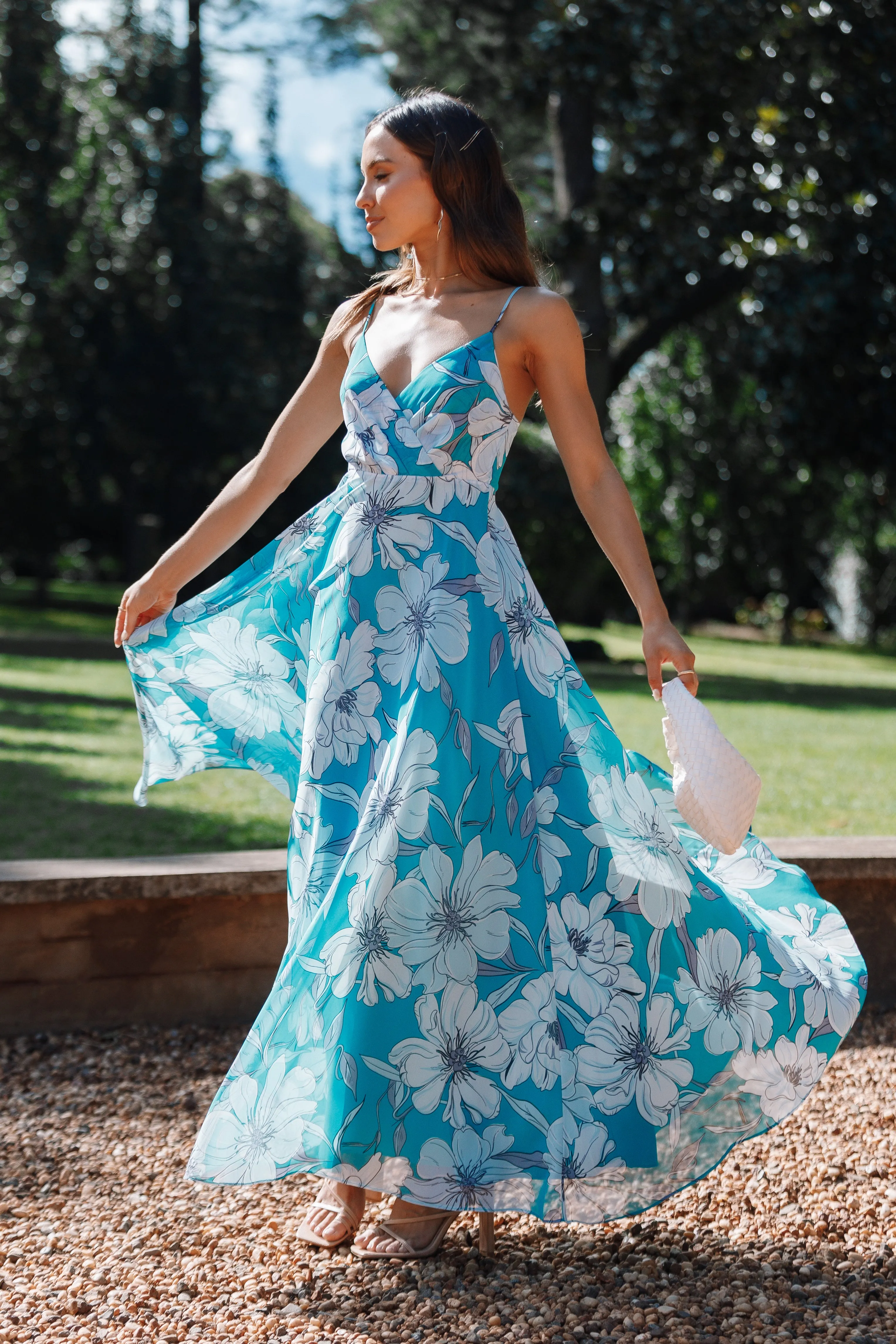 Flourish Maxi Dress - Blue Floral sold by Petal & Pup