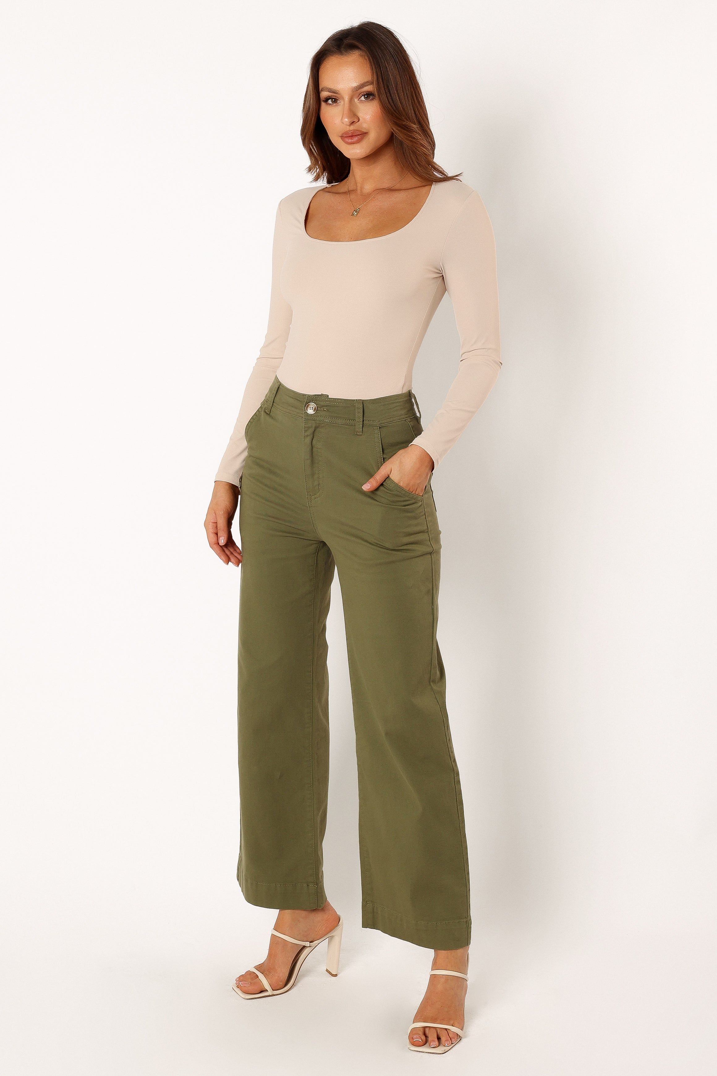 Georgia Wide Leg Pant - Dark Olive sold by Petal & Pup product image thumbnail 4