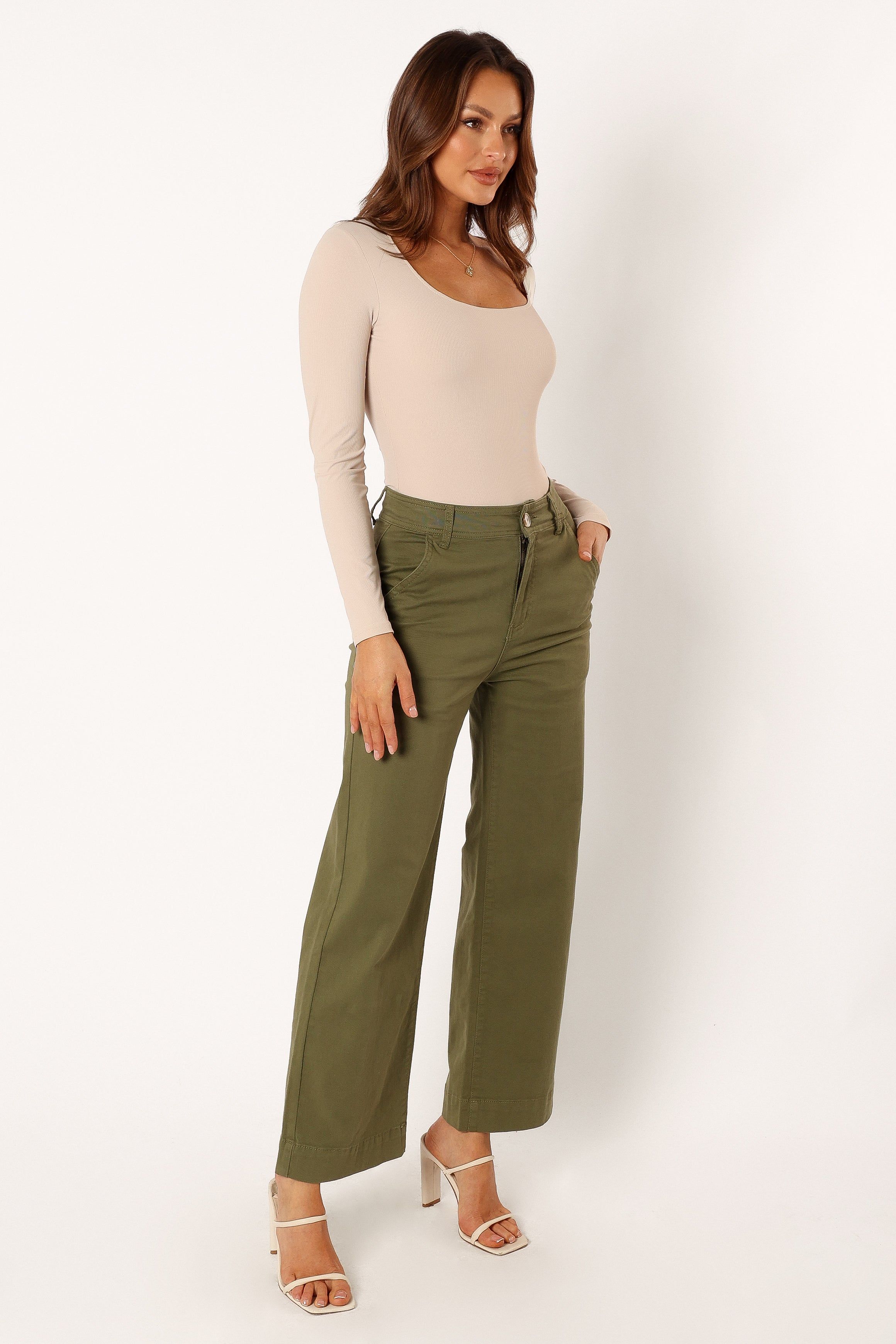 Georgia Wide Leg Pant - Dark Olive sold by Petal & Pup product image thumbnail 2