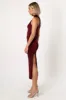 Javier One Shoulder Midi Dress - Wine sold by Petal & Pup