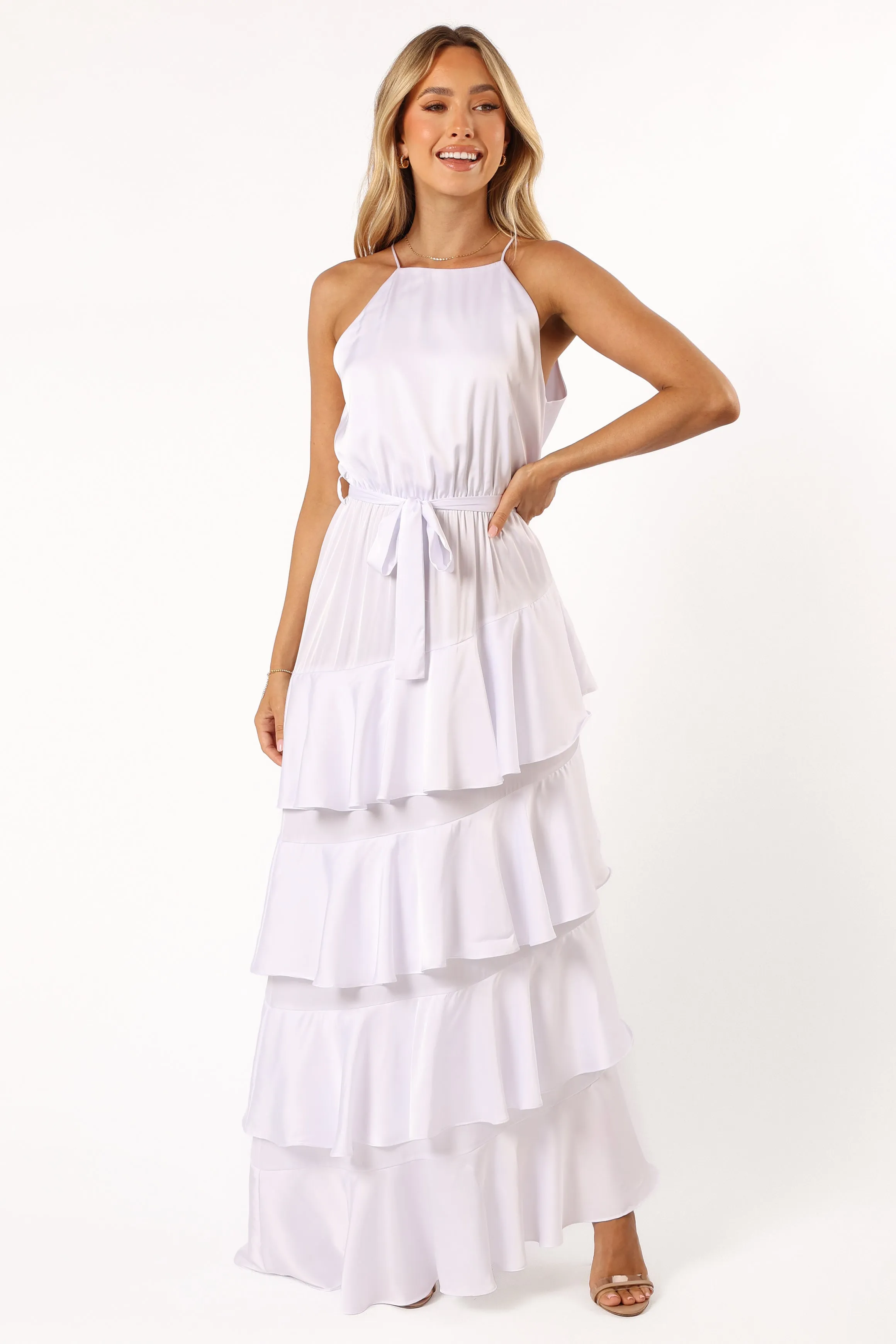 Annalise Tiered Maxi Dress - White sold by Petal & Pup
