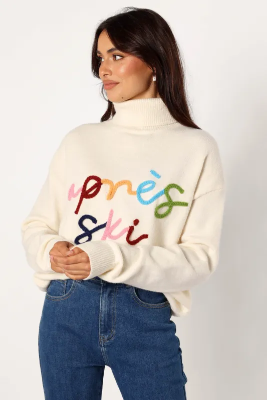 Apres Ski Turtleneck Knit Sweater - Off White sold by Petal & Pup