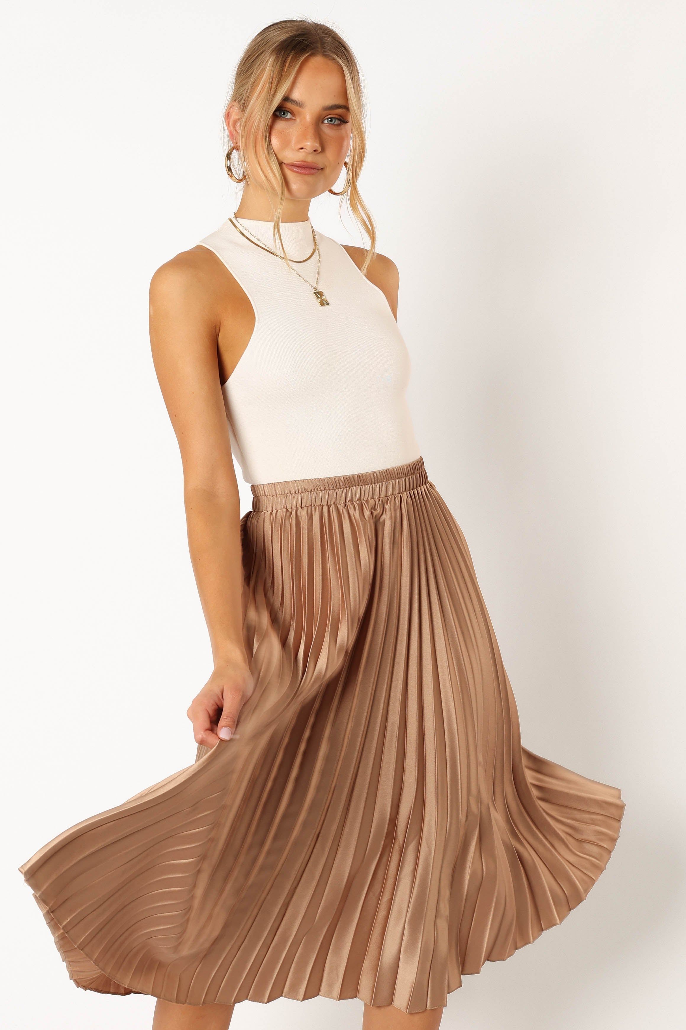 Chloe Plisse Skirt - Gold sold by Petal & Pup
