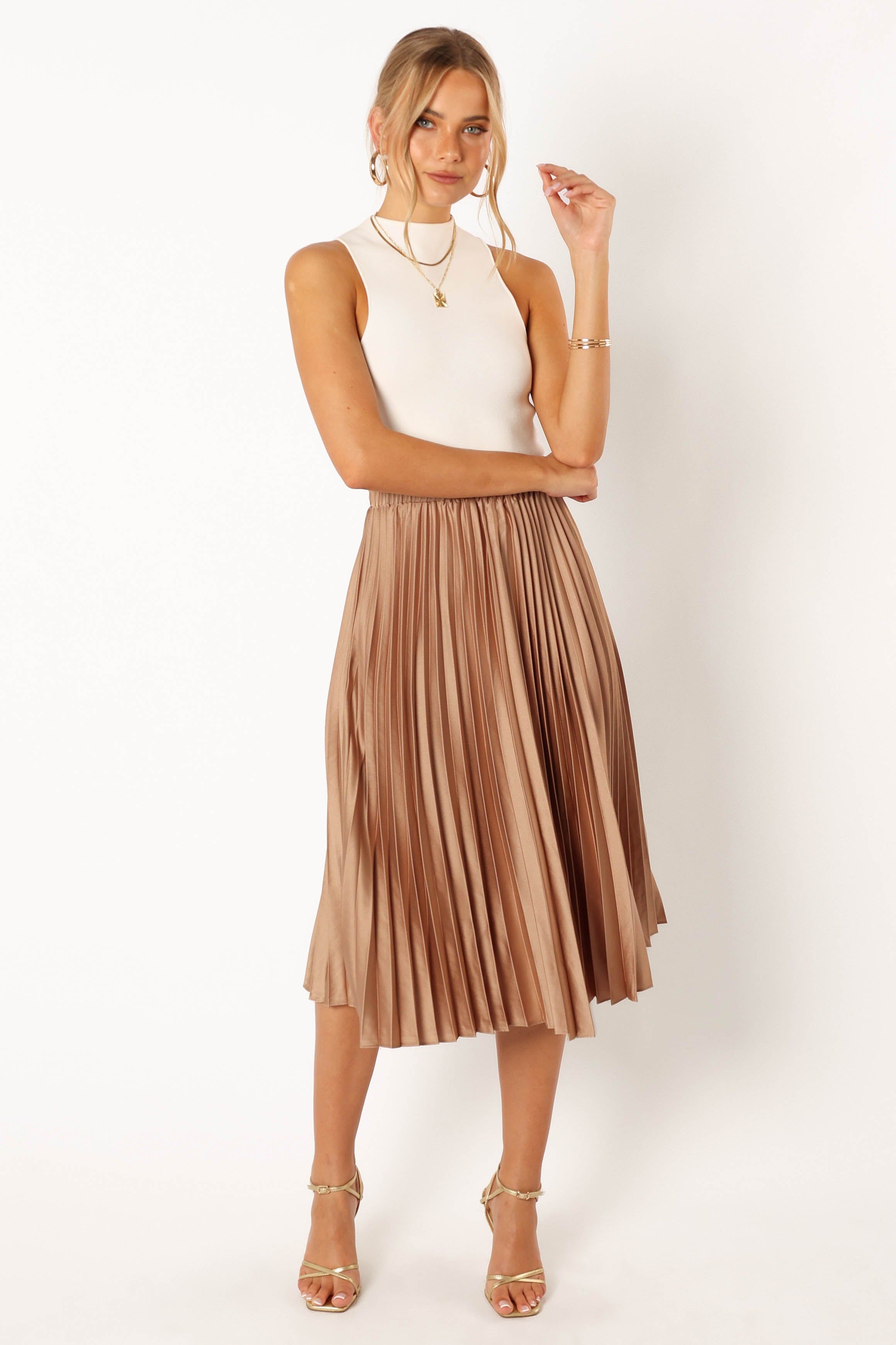 Chloe Plisse Skirt - Gold sold by Petal & Pup product image thumbnail 2