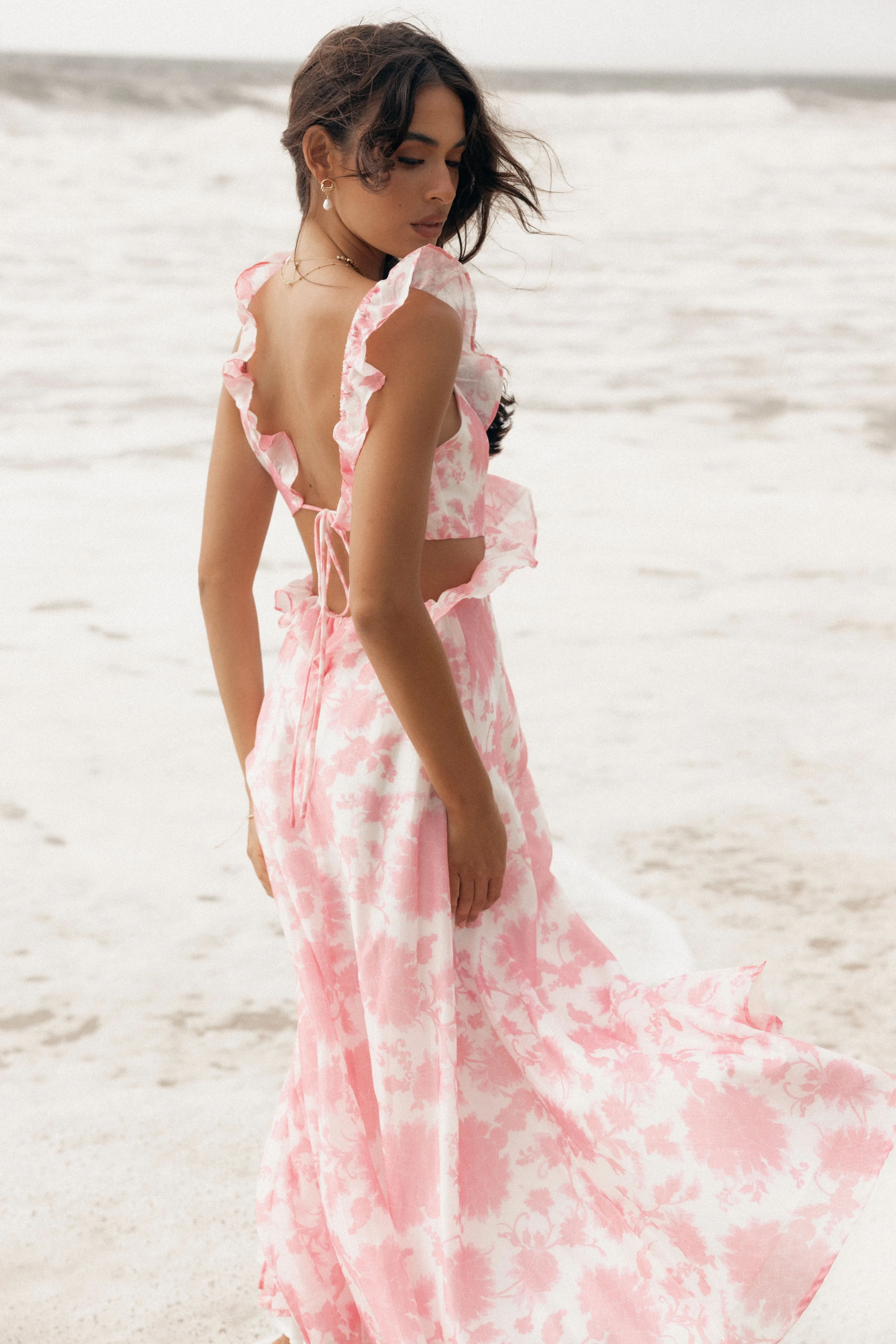 Rori Ruffle Maxi Dress - Pink Floral sold by Petal & Pup