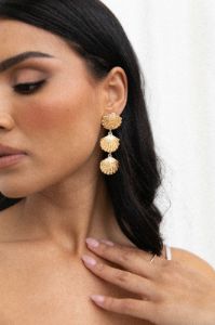 Primrose Shell Statement Earrings - Gold sold by Petal & Pup