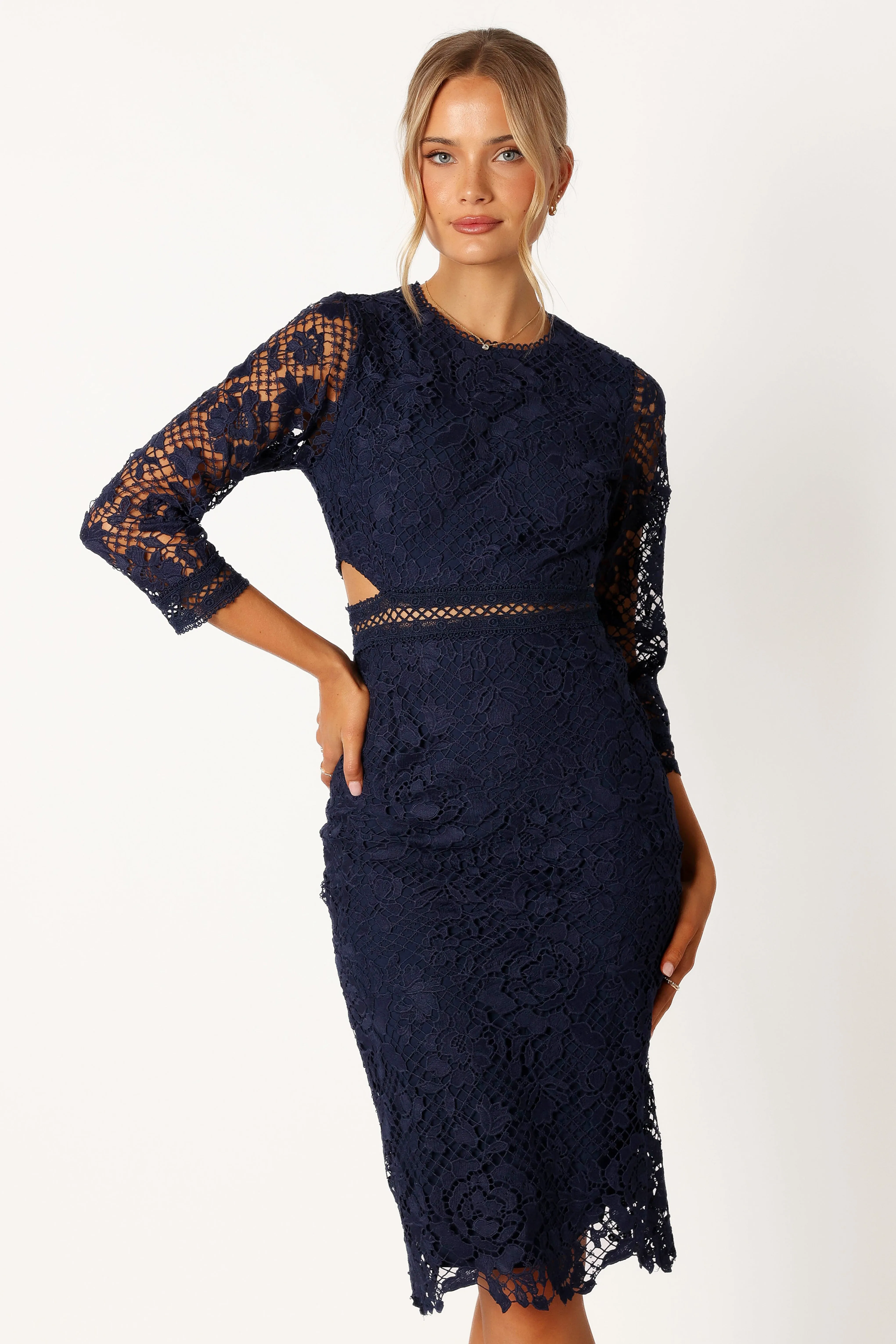 Pia Long Sleeve Midi Dress - Navy sold by Petal & Pup product image thumbnail 2