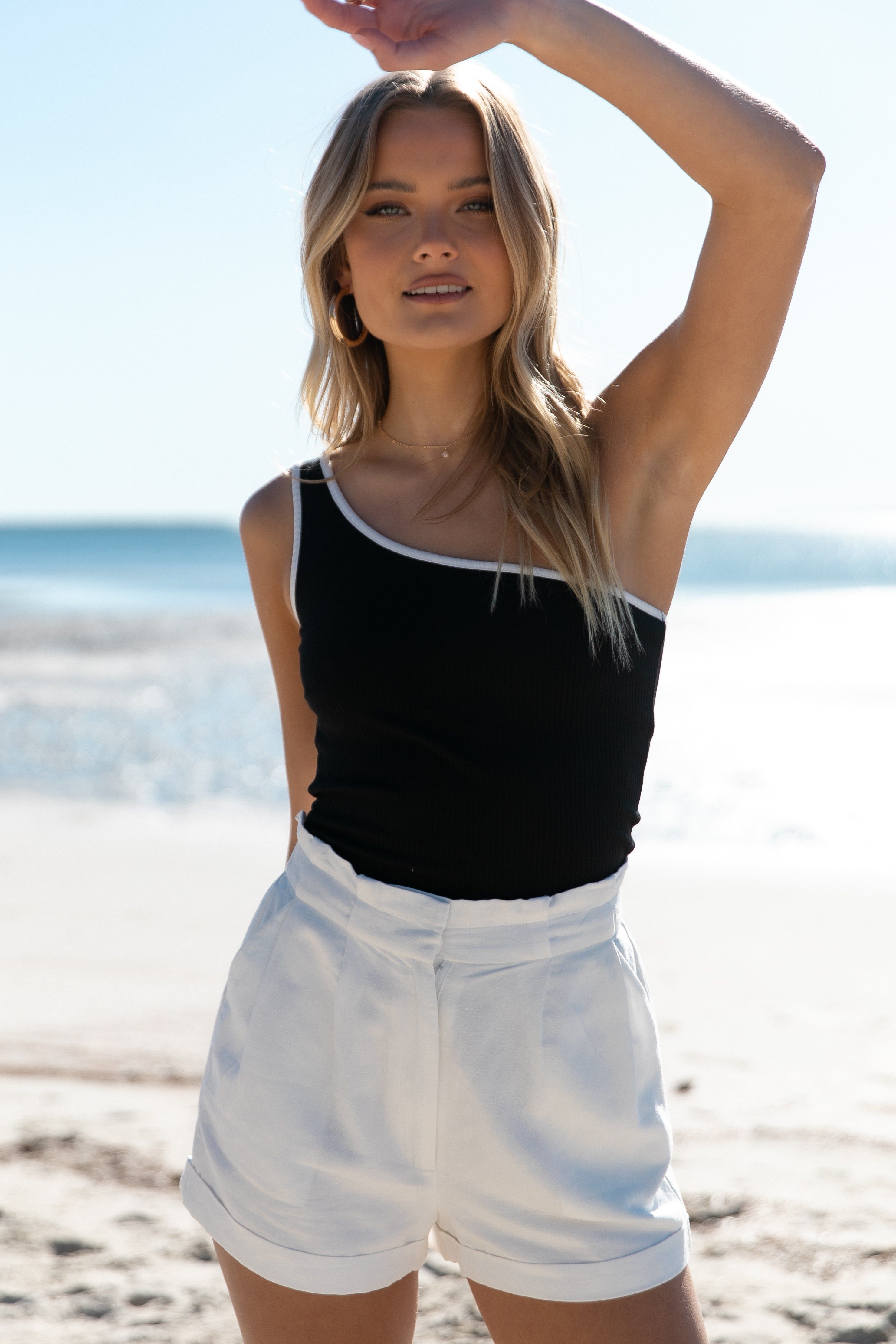 Erin One Shoulder Ribbed Top - Black sold by Petal & Pup product image thumbnail 2