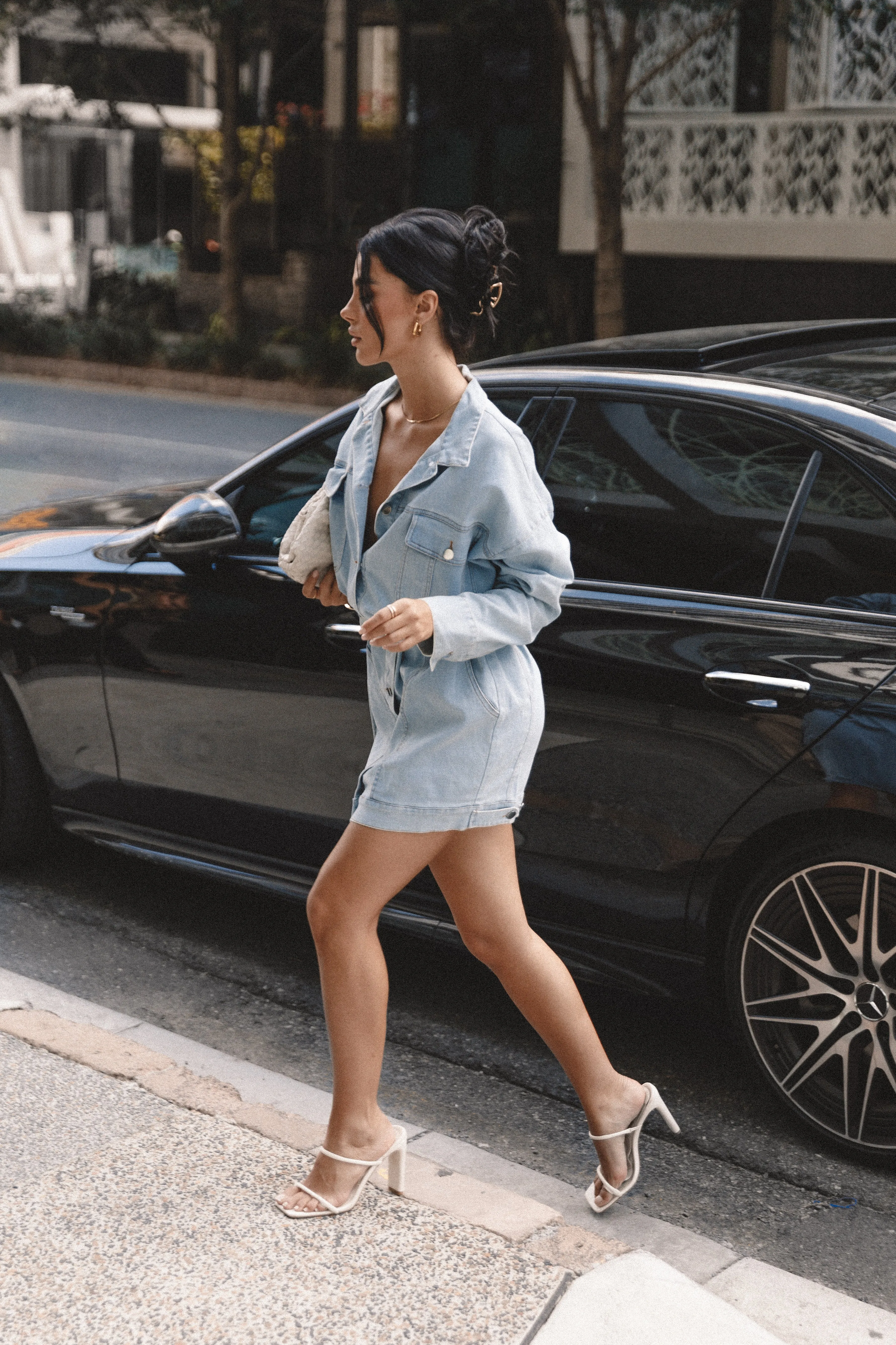 Britts Long Sleeve Mini Dress - Denim sold by Petal & Pup product image thumbnail 2