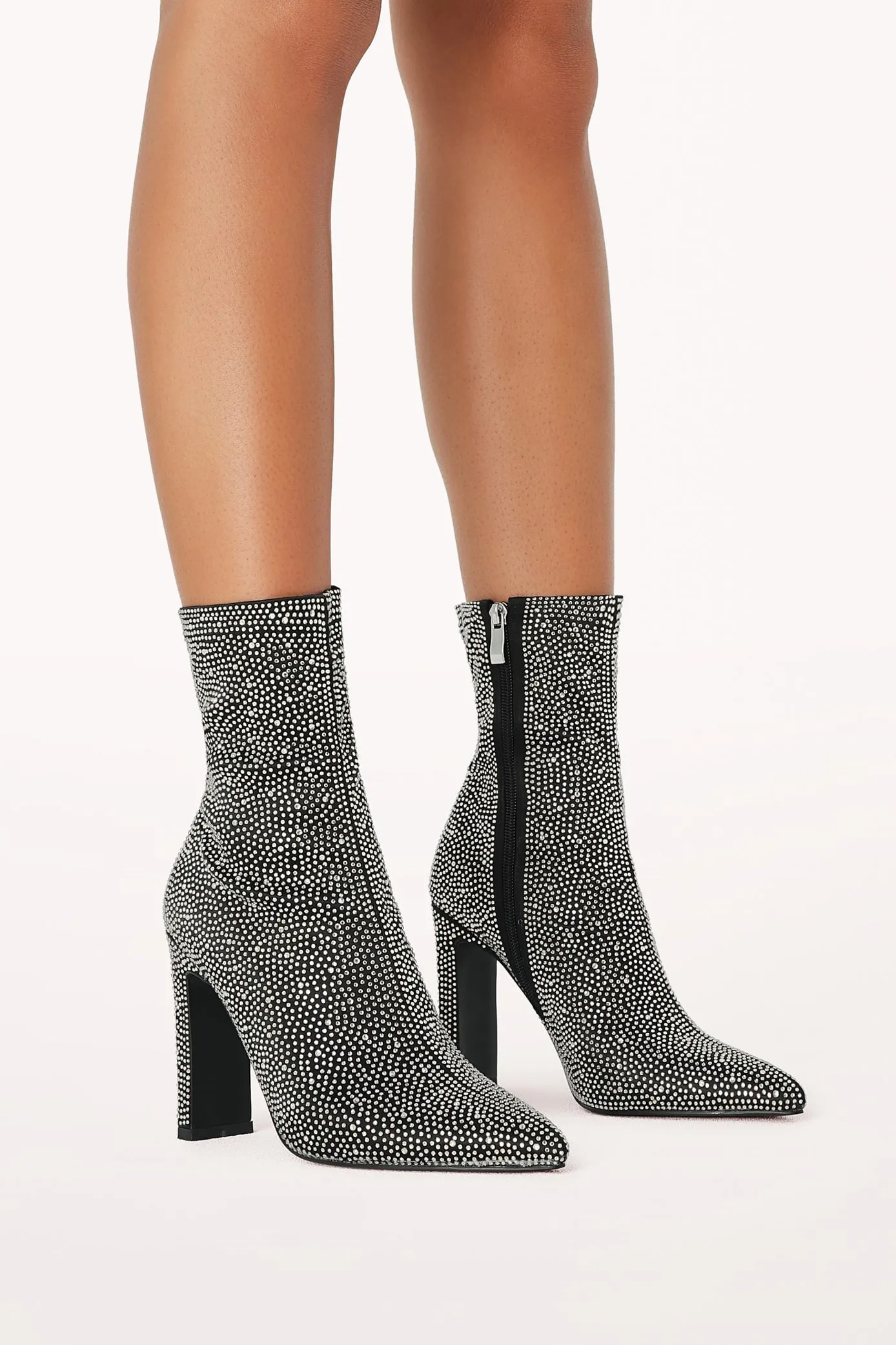 Brittany Ankle Boot - Black Rhinestone sold by Petal & Pup