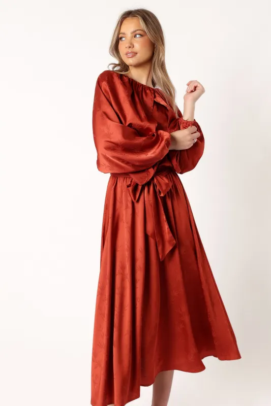 Lexie Long Sleeve Midi Dress - Bronze sold by Petal & Pup