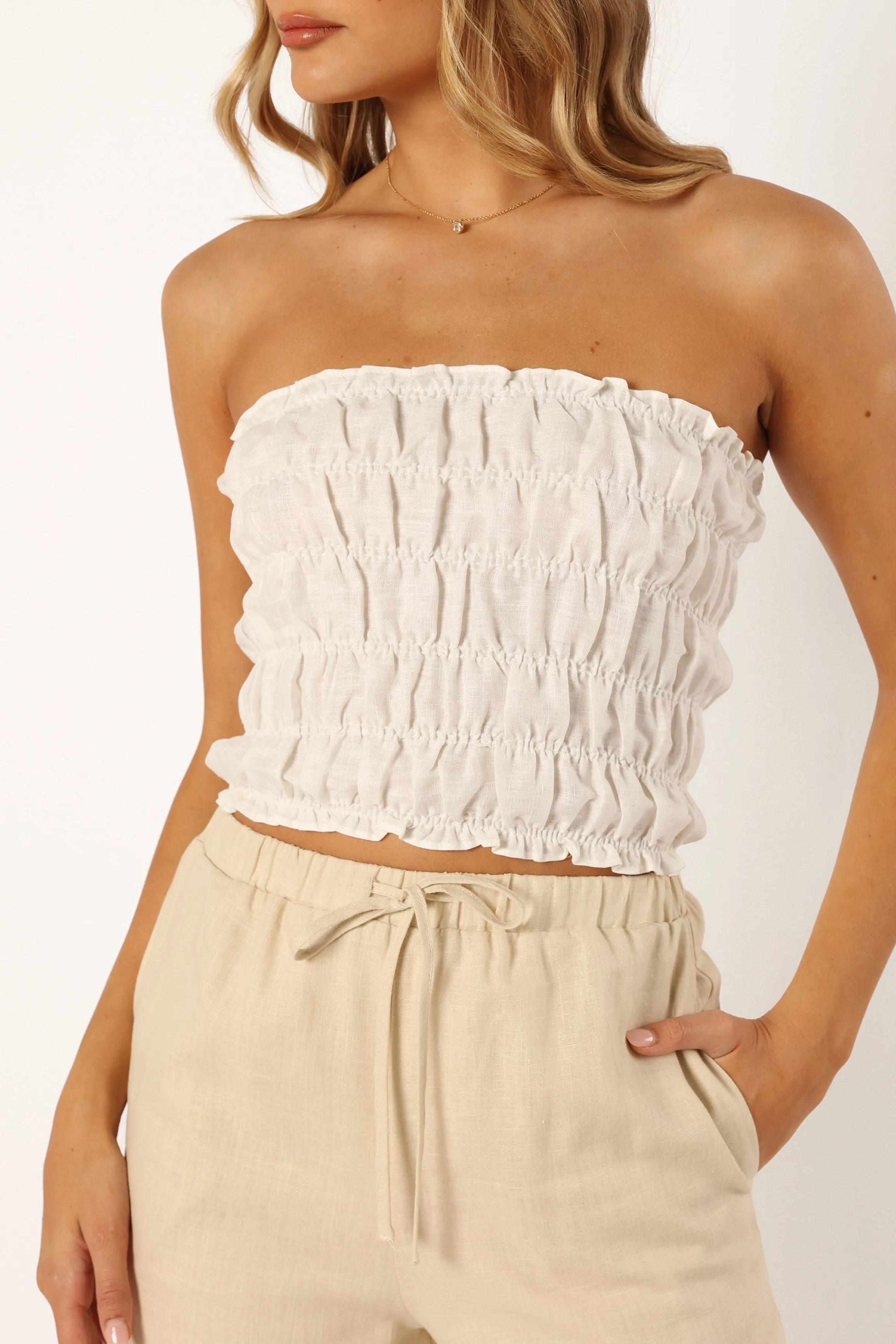 Kaia Strapless Top - White sold by Petal & Pup
