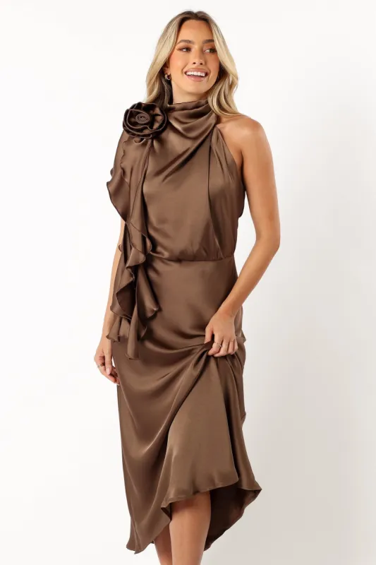 Rosie Midi Dress - Mocha sold by Petal & Pup