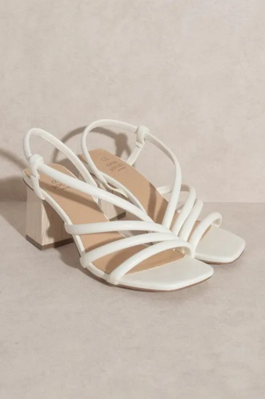 Ashley Wooden Heel Sandal - White sold by Petal & Pup