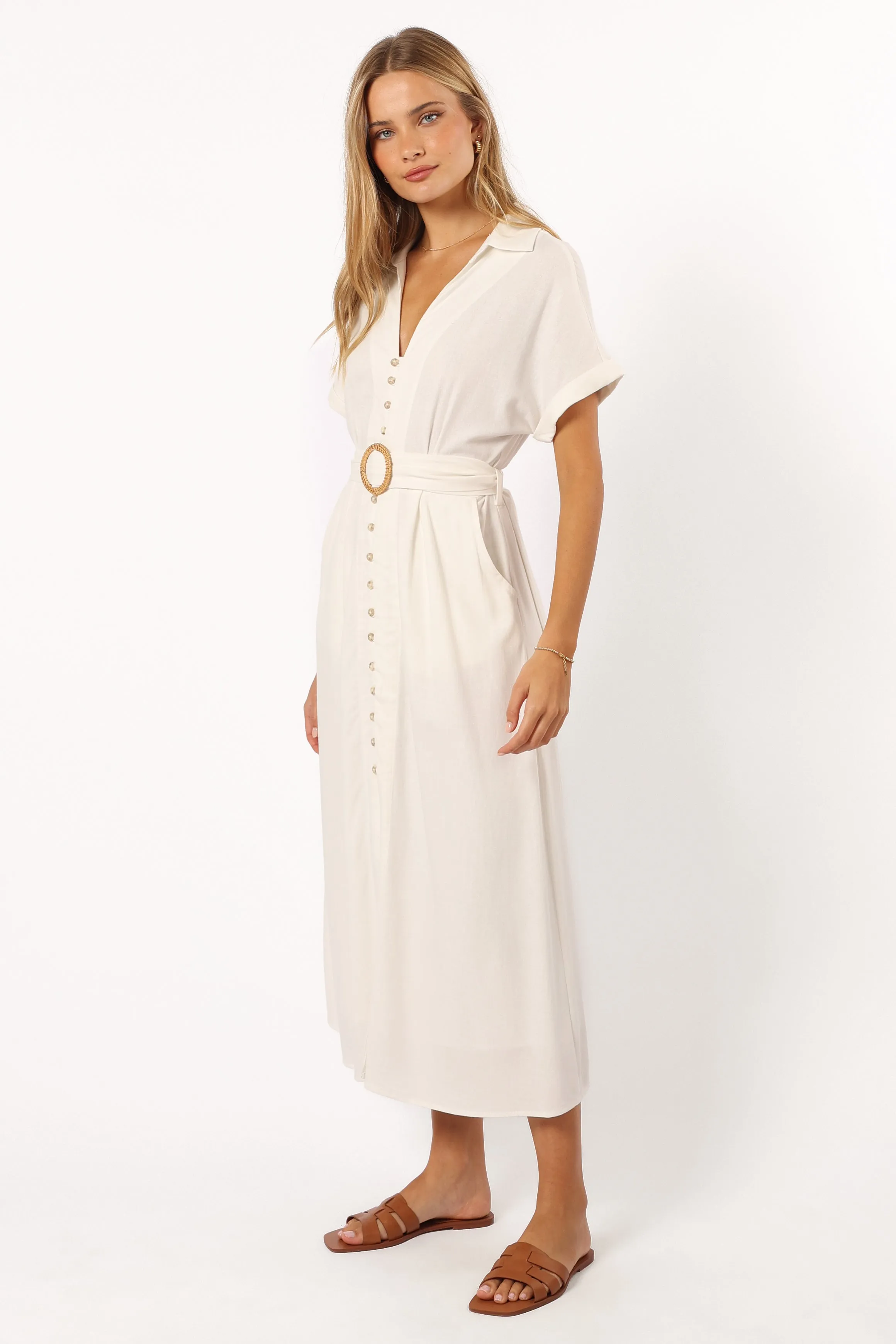 Orla Short Sleeve Midi Dress - Ivory sold by Petal & Pup product image thumbnail 5