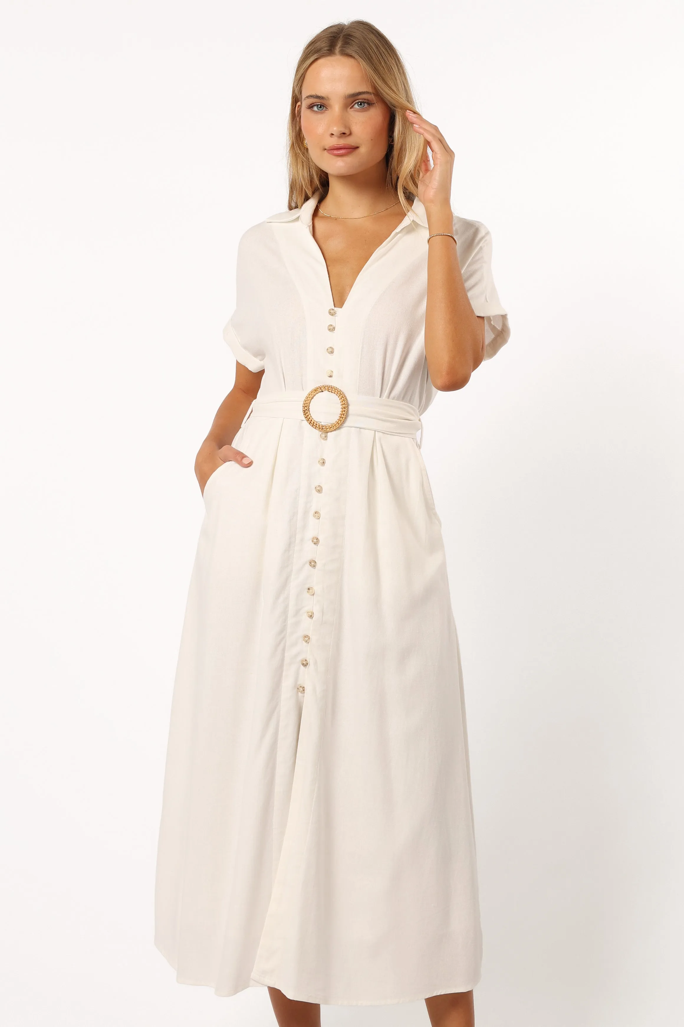 Orla Short Sleeve Midi Dress - Ivory sold by Petal & Pup product image thumbnail 3
