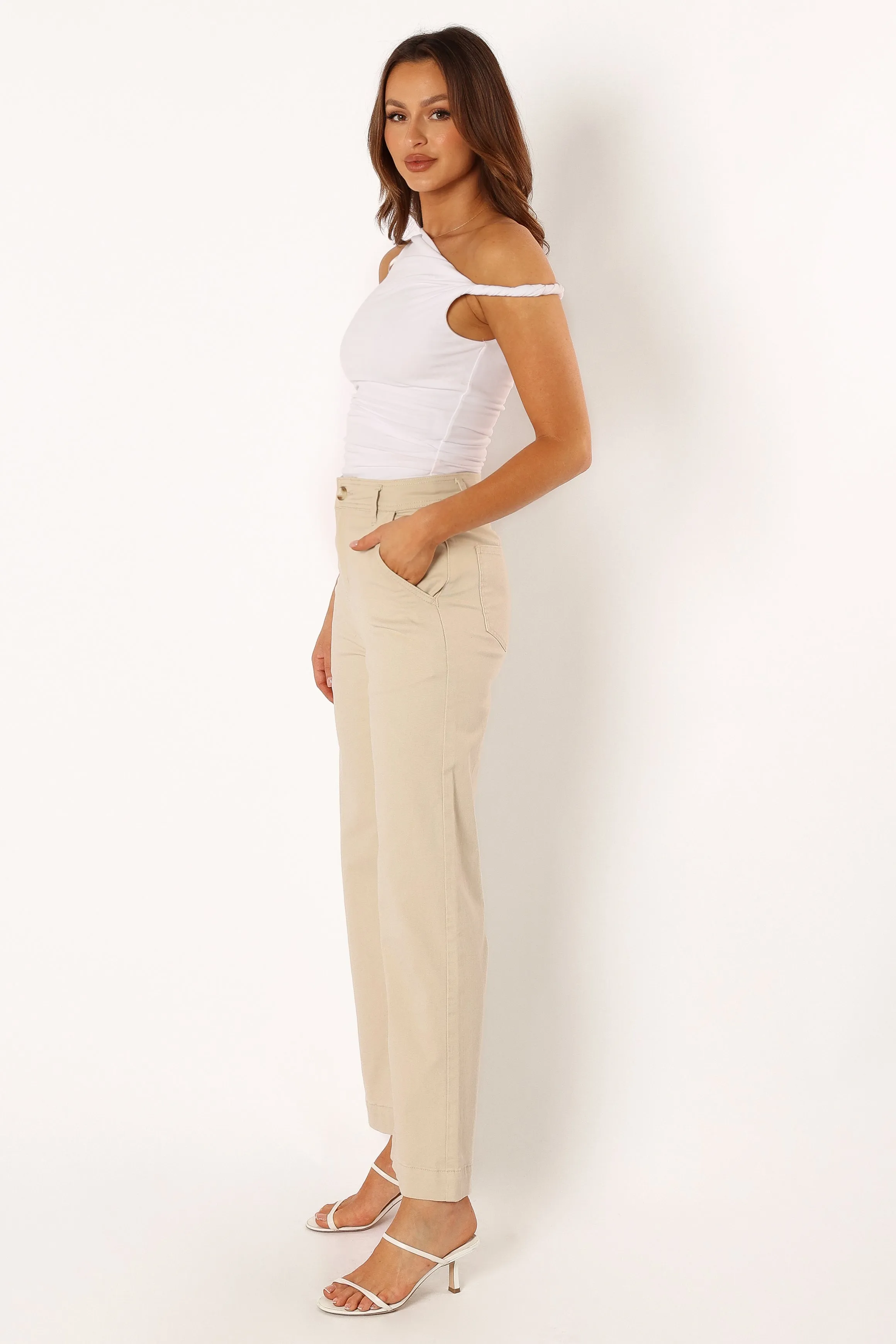Georgia Wide Leg Pant - Beige sold by Petal & Pup product image thumbnail 3
