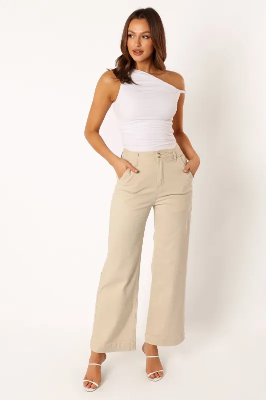 Georgia Wide Leg Pant - Beige sold by Petal & Pup